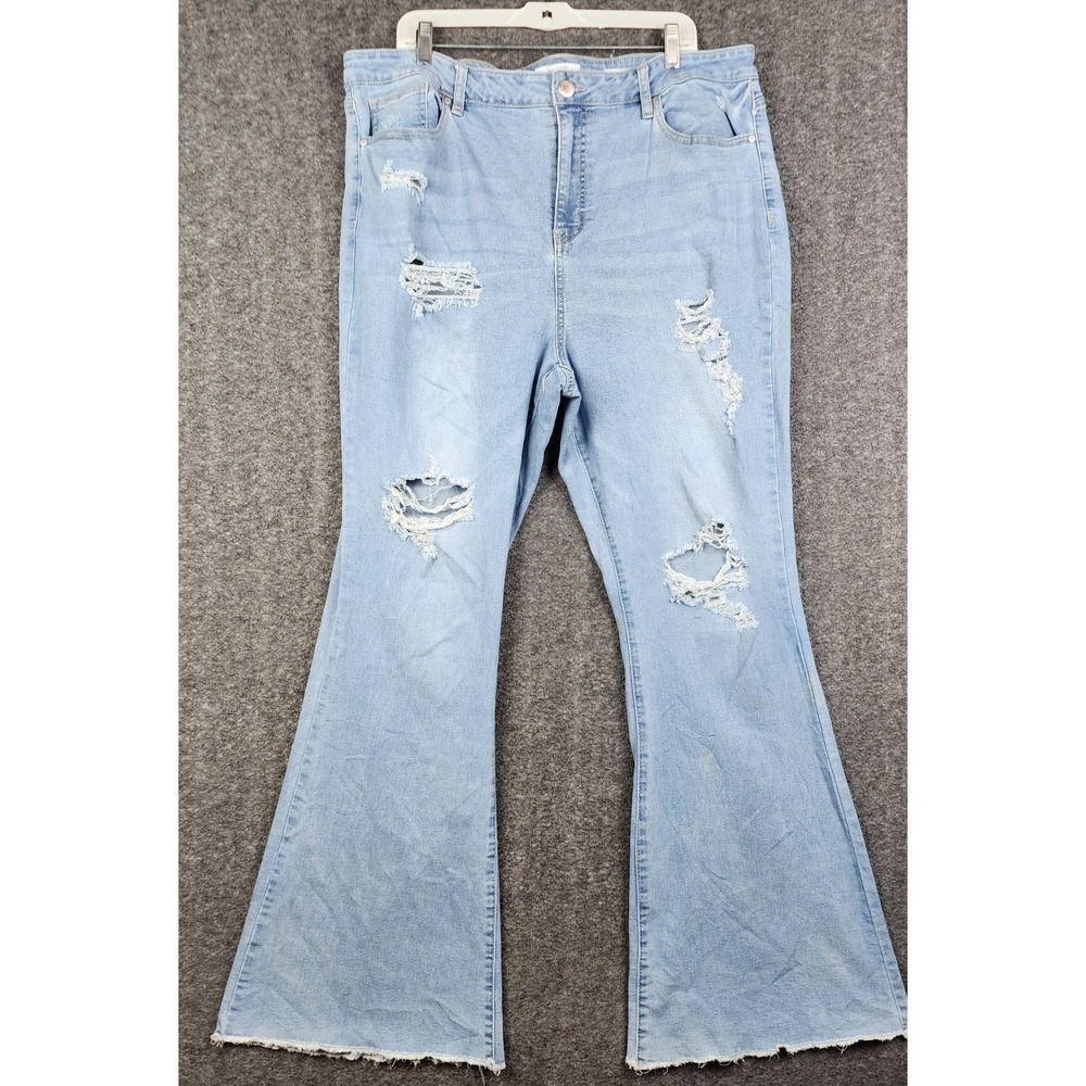 A Beautiful Soul Flare Jeans Men 18 Light‎ Wash Distressed High Rise 111333